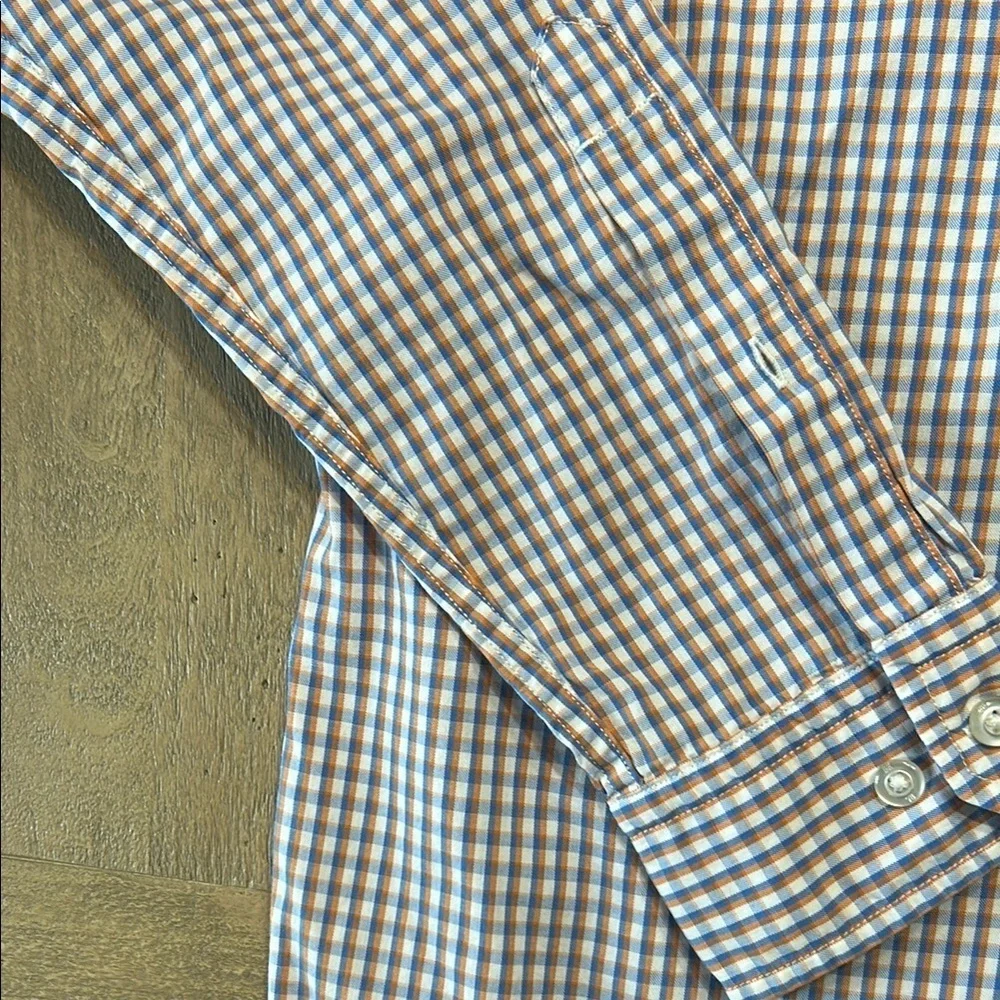 Banana Republic Blue and Peach, White Casual Button Down Shirt